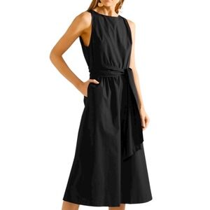 Alice + Olivia Brynlee Belted Midi Dress Black Cotton Size 2 Designer